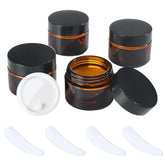 OverNews bocal verre ambre 60ml avec couvercle noir, pratique en voyage