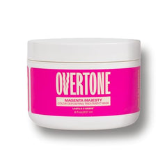 oVertone – Cheveux brun avant/après coloration magenta extrême.