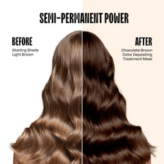oVertone chocolat brun masque colorant appliqué sur cheveux pour une couleur durable.