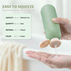 Owlyee ensemble quatre bouteilles vertes, pratique pour organiser shampoing et lotions.