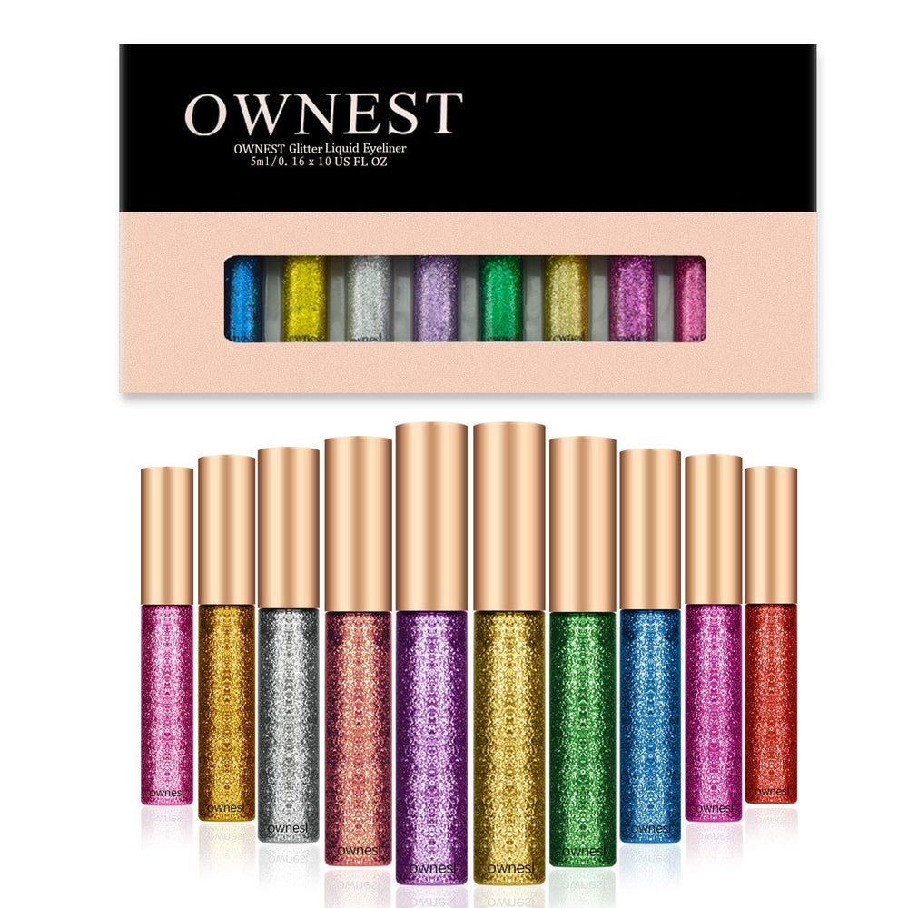 Liner liquide Ownest à paillettes rouge, éclat métallique durable pour un regard audacieux.