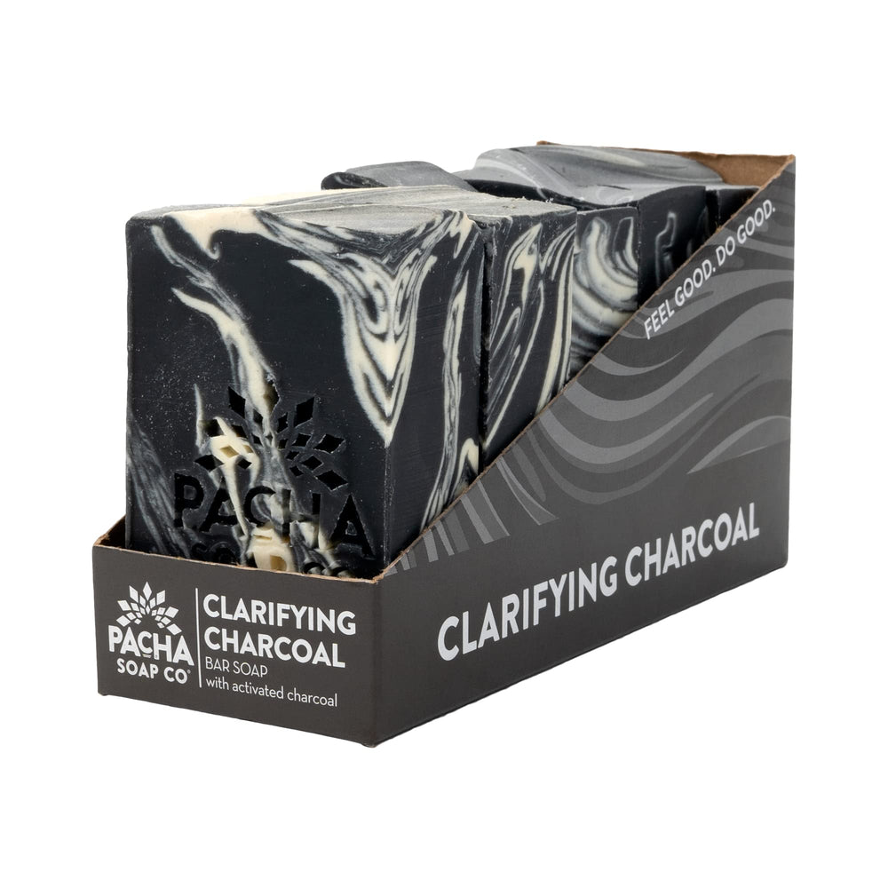 Barre Charbon Actif Clarifiant de Pacha Soap Co pour peau nette et purifiée.