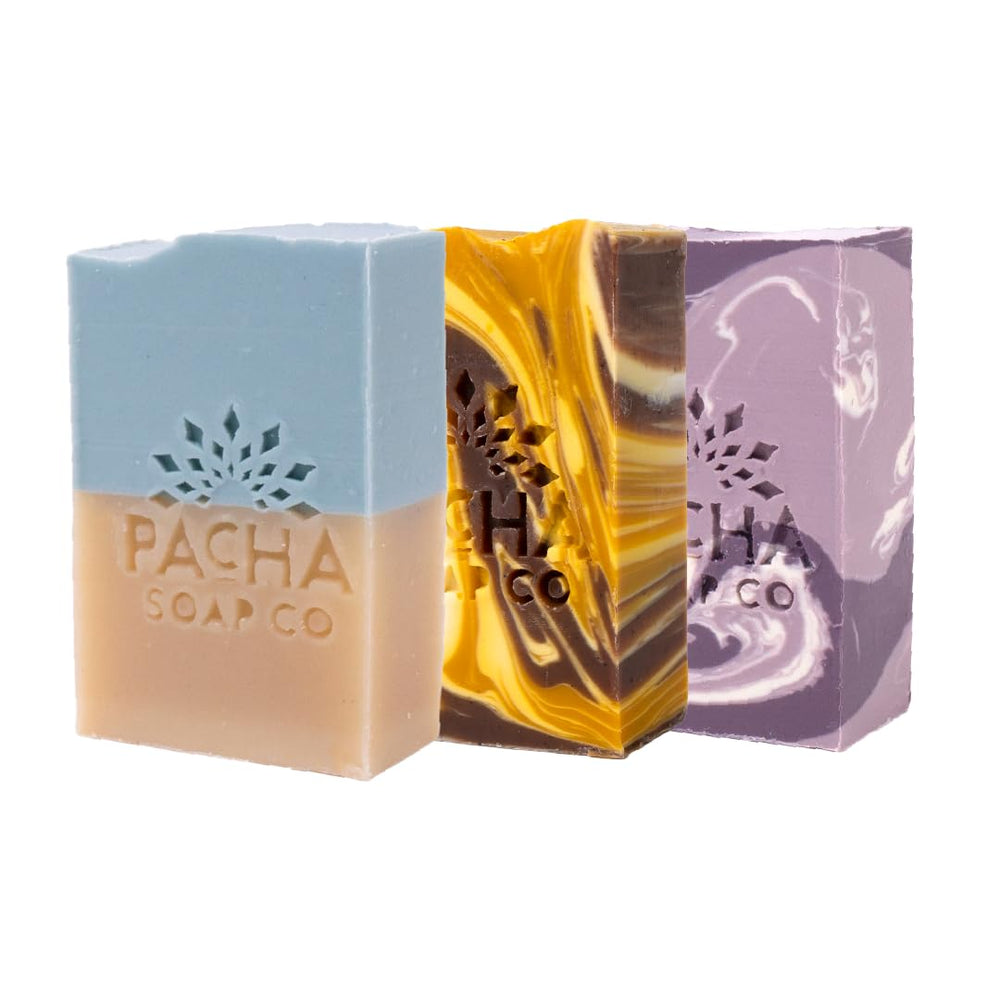 Savon Pacha Soap Co. barre lait d’amande – hydratation douce pour visage et peau.