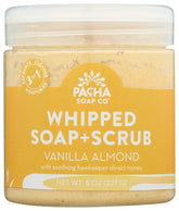 Pot gommage Vanille Amande de Pacha Soap Co, exfoliation douce.