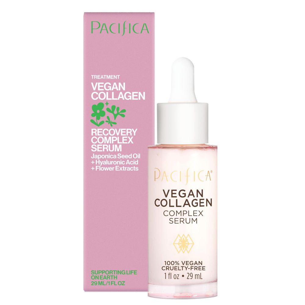 Pacifica Vegan Collagen Complex Serum – bouteille pompe, hydratation en profondeur.