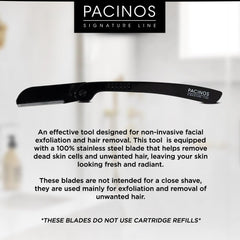 Etui élégant Pacinos Derma Blades pour rangement et transport.