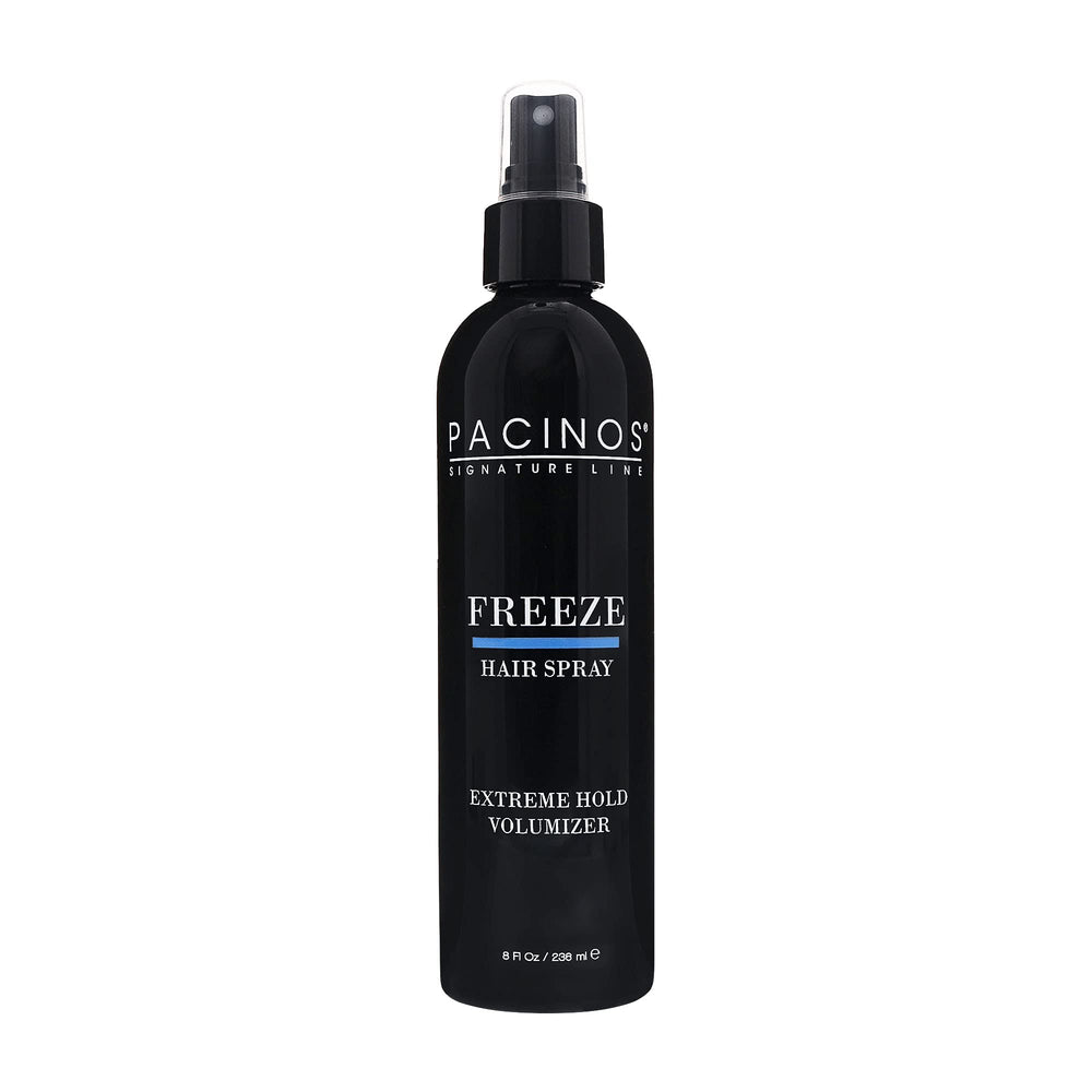 Pacinos Freeze Hair Spray bottle front for all-day hold and premium styling.