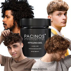 Pacinos Gel Coiffant : fini brillant et soyeux pour un look soigné.