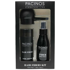 Pacinos kit fibres cheveux brun foncé, couverture rapide pour un aspect plus dense.