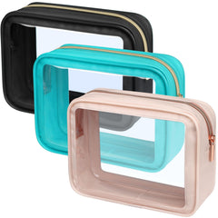 PACKISM sac maquillage transparent, trio pratique pour voyager léger et organiser.