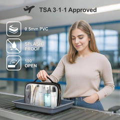 PACKISM sac-toilette transparent grand avec poignee, idéal pour bagage en soute.