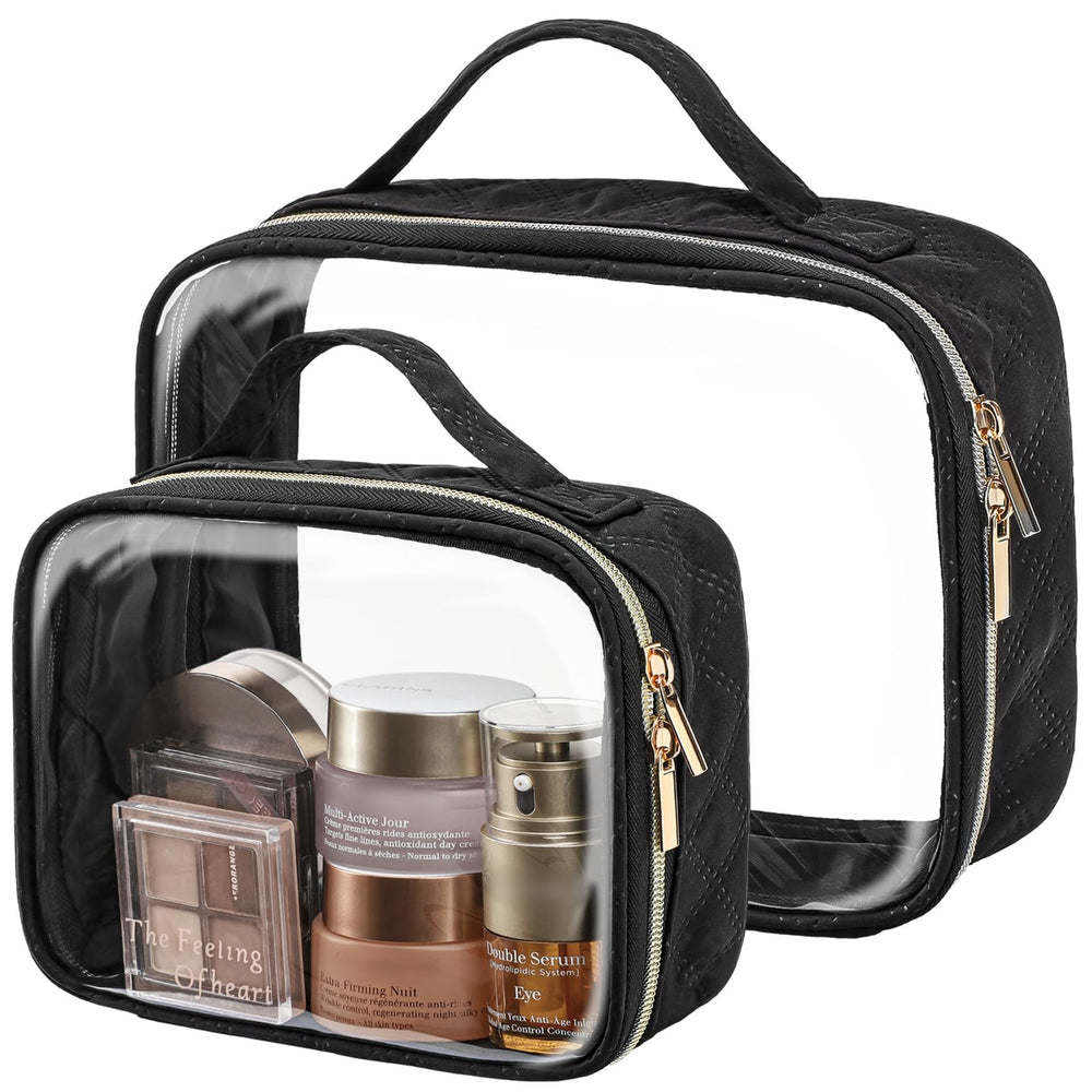PACKISM sac-toilette transparent moyen avec poignee, rangement pratique et accès rapide en voyage.