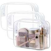 Packism trousse toilette transparente moyenne, lot de 3, rangement clair et pratique.