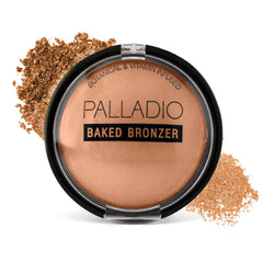 Palladio Bronzer cuit au four Pacific Tan — texture satinée pour un éclat naturel durable.