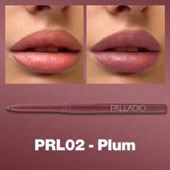 Palladio Crayon Contour Lèvres Rétractable Crème Plum, texture veloutée facilitant le tracé.