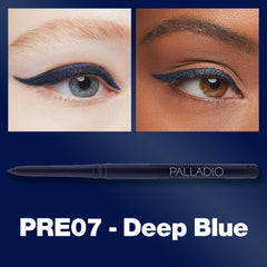 Palladio Crayon Yeux Impermeable Bleu Foncé, démo de résistance à l'eau.