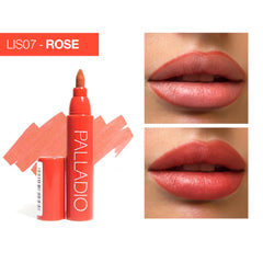 Embout biseauté precis Palladio Lip Stain pour une application nette.