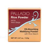 Palladio Poudre de riz libre, fini mat et fixation durable.