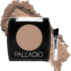 Palladio poudre sourcils taupe, compact pratique pour retouche rapide.