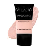 Palladio primer éclairant rosé perlé dans le flacon prêt à illuminer le teint.