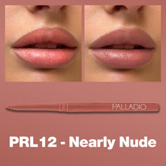 Teinte levres nu Palladio pour un look naturel.