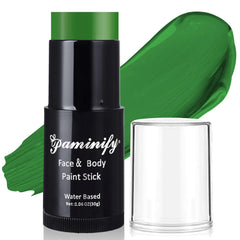 Paminify bâton-maquillage vert sombre pour visage, application fluide et pigmentée.