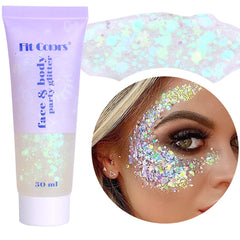 Paminify Gel paillettes blanc visage, lustre durable pour le maquillage du visage