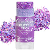 Paminify Stick Glitter Violet Mardi Gras pour maquillage festif et durable.