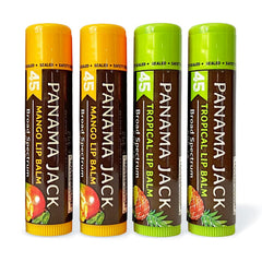 Panama Jack baume lèvres SPF45 dans flacon compact, hydratation facile et protection quotidienne.