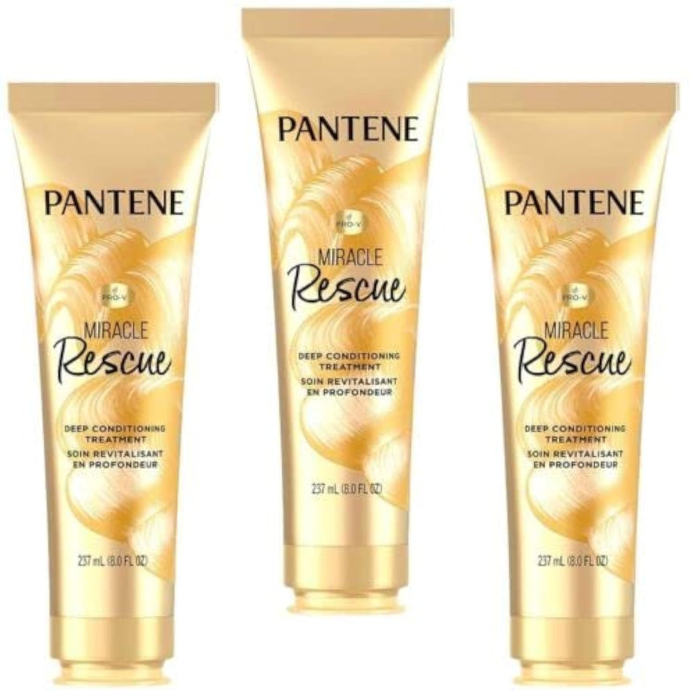 Pantene-Masque-Cheveux-Nourrissant-Miracle-Rescue: bouteille visible, hydratation et réparation en profondeur.