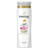Pantene Pro-V Curly Perfection, bouteille violette, pour la définition des boucles et le contrôle des frisottis.