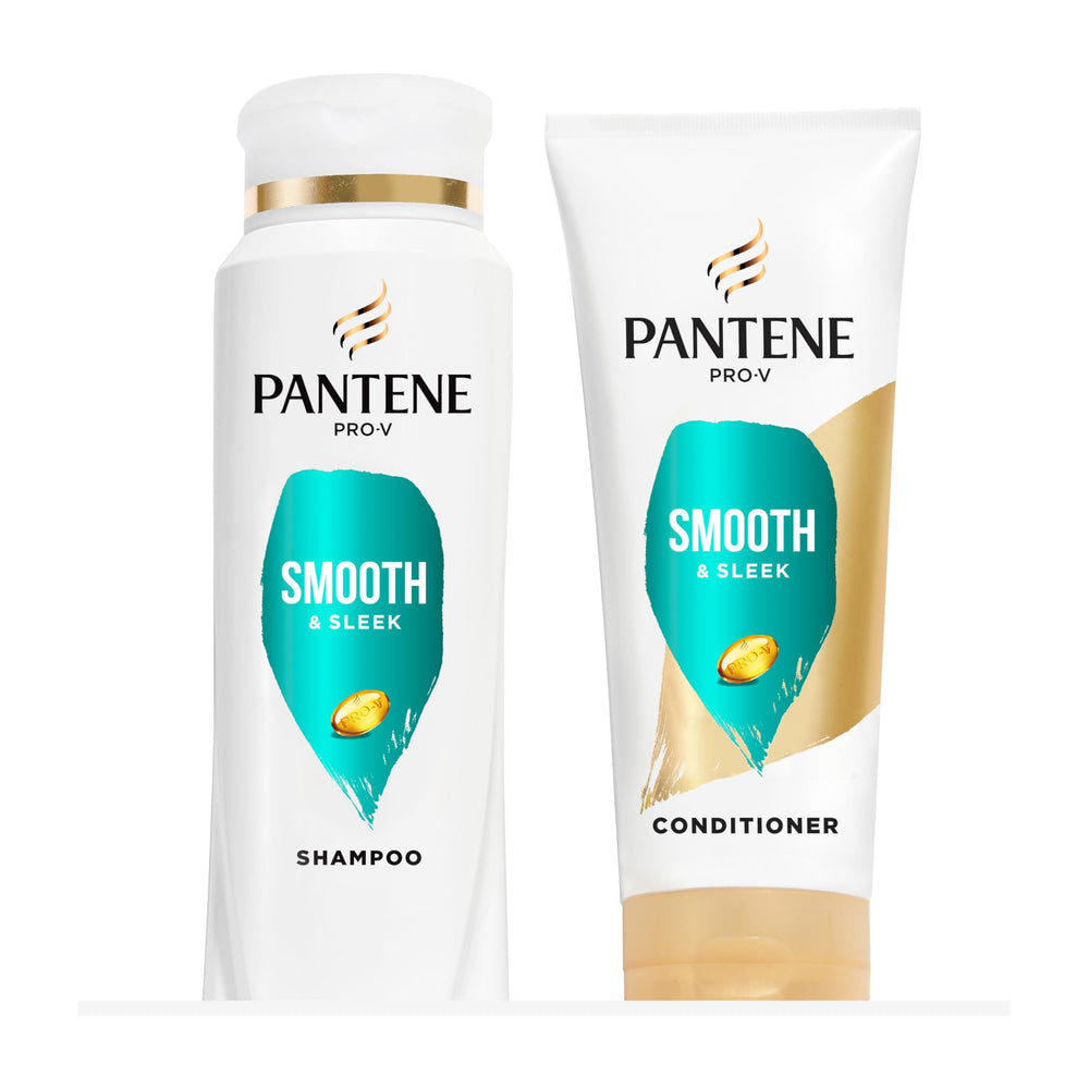 Pantene Pro-V Smooth Shampoo, bouteille: cheveux plus lisses et faciles à démêler.