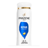Pantene 2 en 1: bouteille 2en1, démêlage facilité et protection des cheveux.