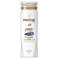 Pantene Repair & Protect avec Keratine: flacon doré pour un soin en profondeur des cheveux.