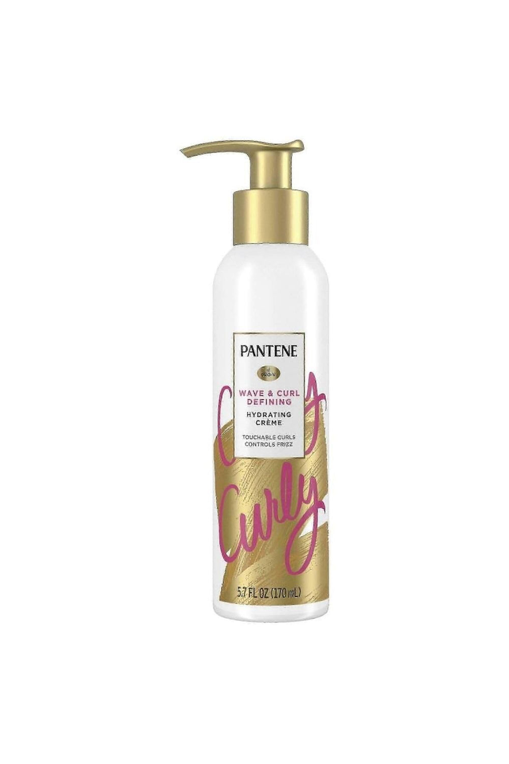 Pantene Wave et Curl crème hydratante sur la bouteille, définition légère des boucles.