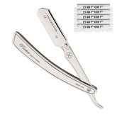 Parker SRX rasoir droit en acier inox, équilibre et durabilité pour un rasage précis.