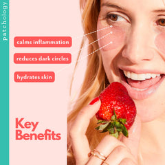 Patchology Gels Yeux Rosé Rafraîchis, formule hyaluronique pour peau lumineuse.