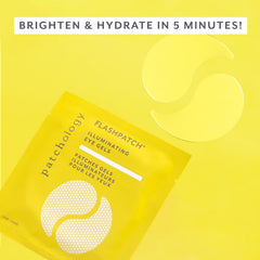 Patchology patches hydrogel pour les yeux appliqués sur la peau.