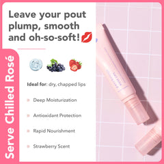 Patchology Rosé Masque Lèvres Nuit – Application simple avant le coucher pour lèvres souples.