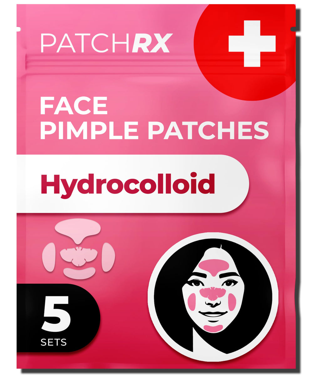PatchRx patch hydrocolloïde sur bouton, absorption et protection cutanée.