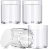 Pot Patelai en plastique à bouche large et couvercle blanc, pratique pour remplir des cosmétiques.