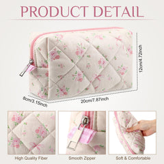 Paterr etui coton doux rose fleuri, solution durable pour cosmétiques et accessoires.