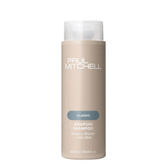 Paul Mitchell Awapuhi Shampoo, bouteille élégante, purifie les cheveux sans les assécher.