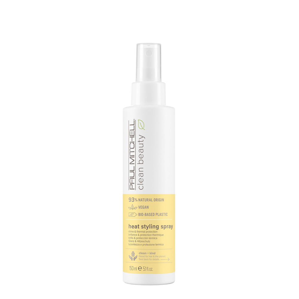 Paul Mitchell Clean Beauty Heat Styling Spray protège les cheveux lors du coiffage.