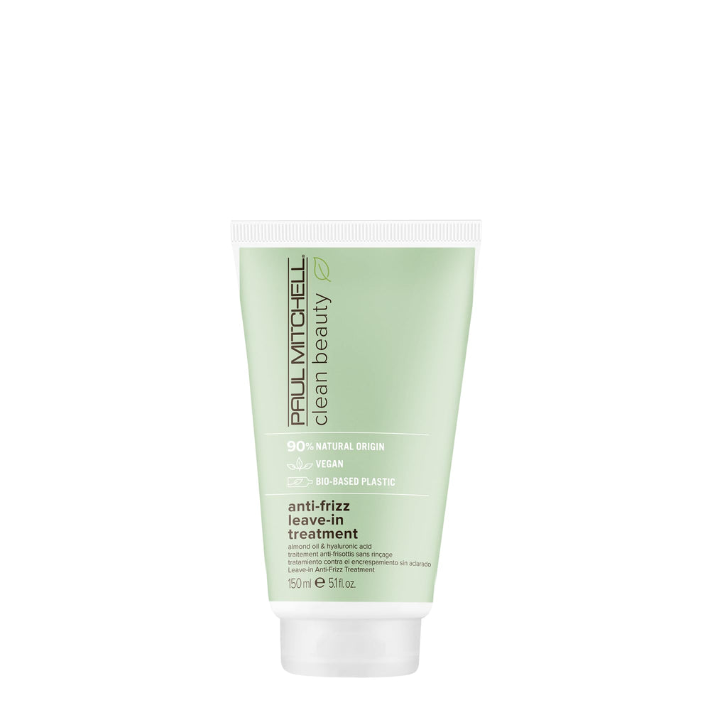 Paul Mitchell Clean Beauty, flacon du traitement anti-frizz, lissant les frisottis pour cheveux texturés.