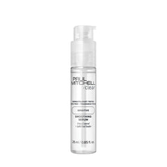 Paul Mitchell Clear Smoothing Serum – bouteille, brillance légère sans irritation du cuir chevelu sensible.