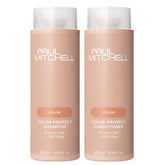 Shampoing Color Protect de Paul Mitchell, bouteille lumineuse pour protéger la couleur et renforcer les cheveux.