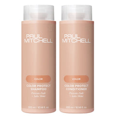 Shampoing Color Protect de Paul Mitchell, bouteille lumineuse pour protéger la couleur et renforcer les cheveux.