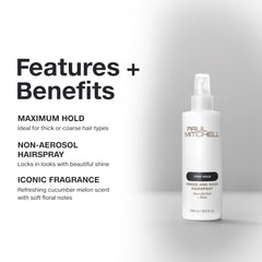 Paul Mitchell Freeze et Brillance Hairspray — fixation ferme pour cheveux épais.