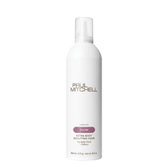 Paul Mitchell Extra-Body Mousse, flacon présenté, volume durable et brillance naturelle.